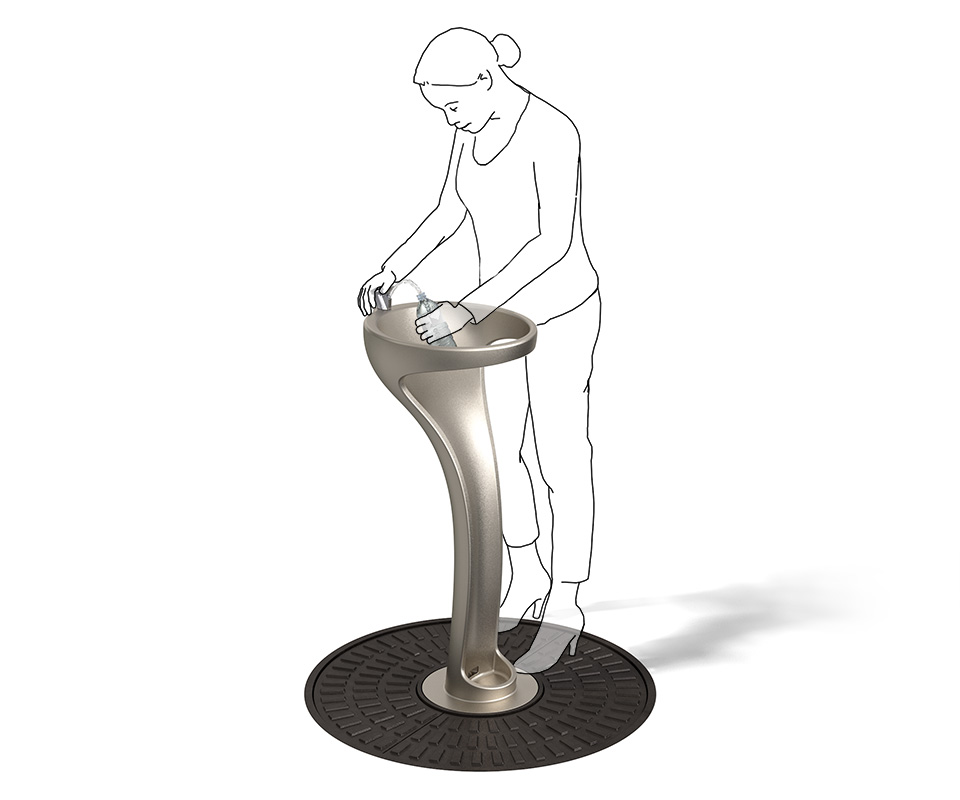 IONDESIGN Drinking Fountain in use filling bottle